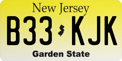 NJ license plate B33KJK