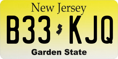 NJ license plate B33KJQ