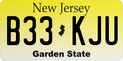 NJ license plate B33KJU