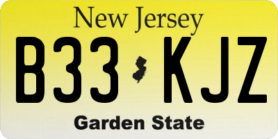 NJ license plate B33KJZ