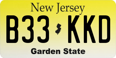 NJ license plate B33KKD