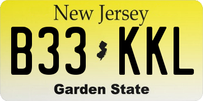 NJ license plate B33KKL