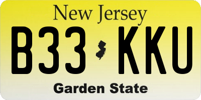 NJ license plate B33KKU