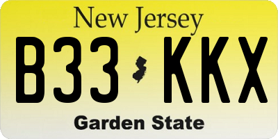 NJ license plate B33KKX