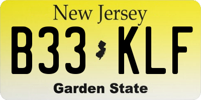 NJ license plate B33KLF