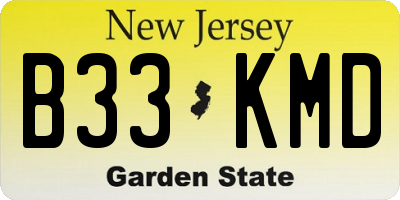 NJ license plate B33KMD