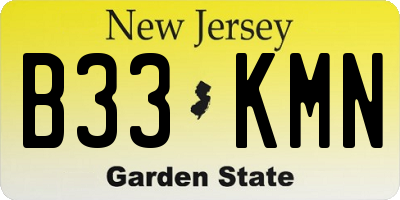 NJ license plate B33KMN