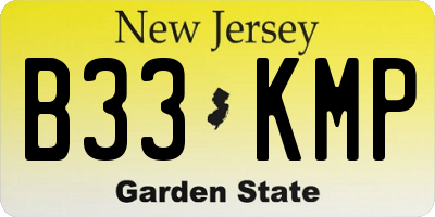 NJ license plate B33KMP