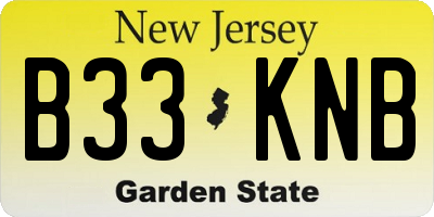 NJ license plate B33KNB