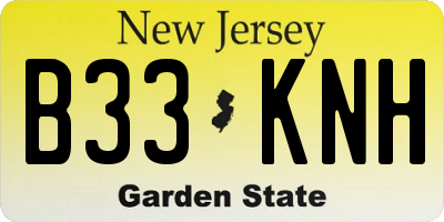 NJ license plate B33KNH
