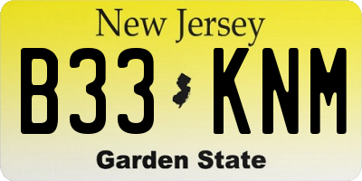 NJ license plate B33KNM