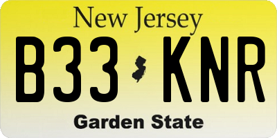 NJ license plate B33KNR