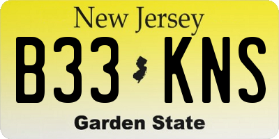 NJ license plate B33KNS