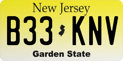 NJ license plate B33KNV