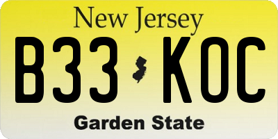 NJ license plate B33KOC