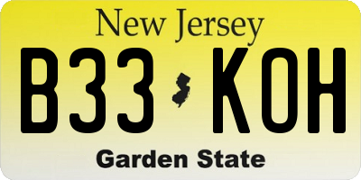 NJ license plate B33KOH