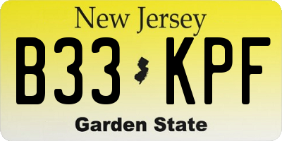 NJ license plate B33KPF