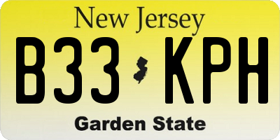 NJ license plate B33KPH