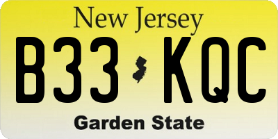 NJ license plate B33KQC