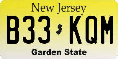 NJ license plate B33KQM