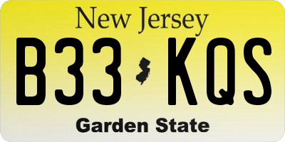 NJ license plate B33KQS