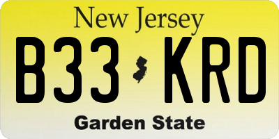 NJ license plate B33KRD