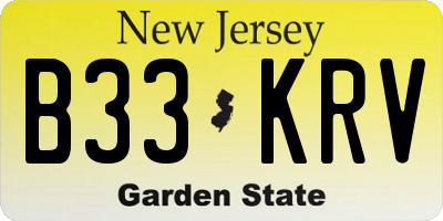 NJ license plate B33KRV