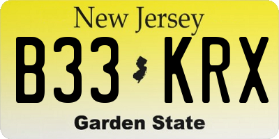 NJ license plate B33KRX