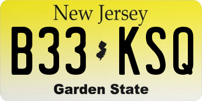 NJ license plate B33KSQ