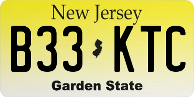NJ license plate B33KTC
