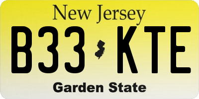 NJ license plate B33KTE