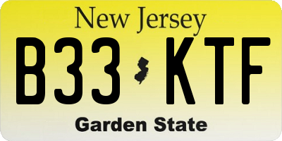 NJ license plate B33KTF