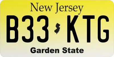 NJ license plate B33KTG