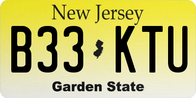 NJ license plate B33KTU