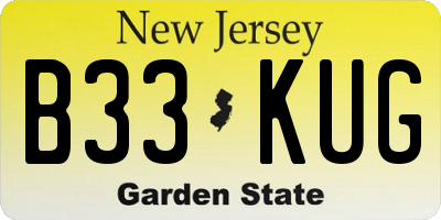 NJ license plate B33KUG