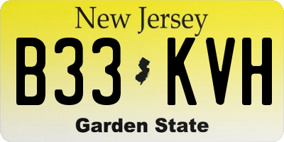 NJ license plate B33KVH