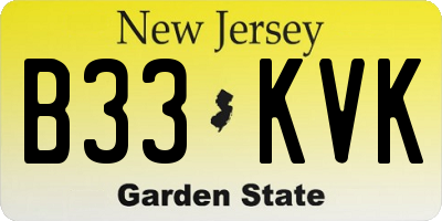 NJ license plate B33KVK
