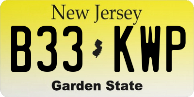 NJ license plate B33KWP