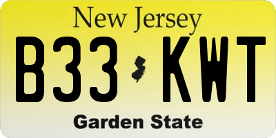 NJ license plate B33KWT