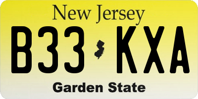NJ license plate B33KXA