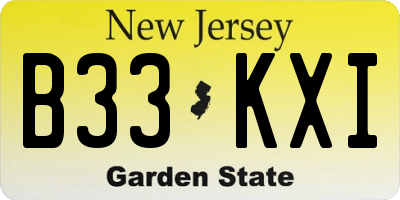NJ license plate B33KXI