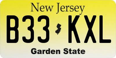 NJ license plate B33KXL