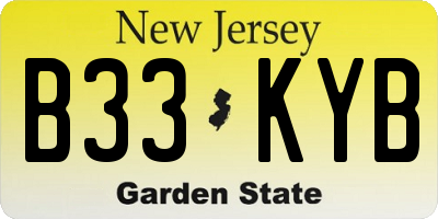 NJ license plate B33KYB