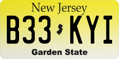 NJ license plate B33KYI