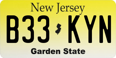 NJ license plate B33KYN