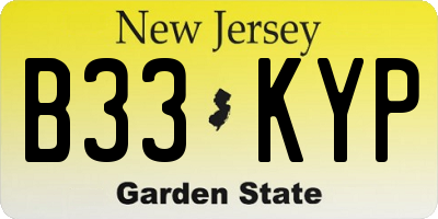 NJ license plate B33KYP
