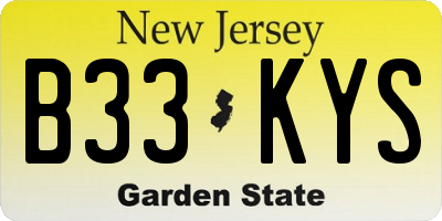 NJ license plate B33KYS