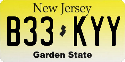NJ license plate B33KYY