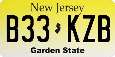 NJ license plate B33KZB