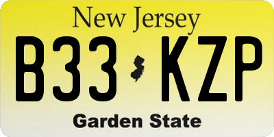 NJ license plate B33KZP